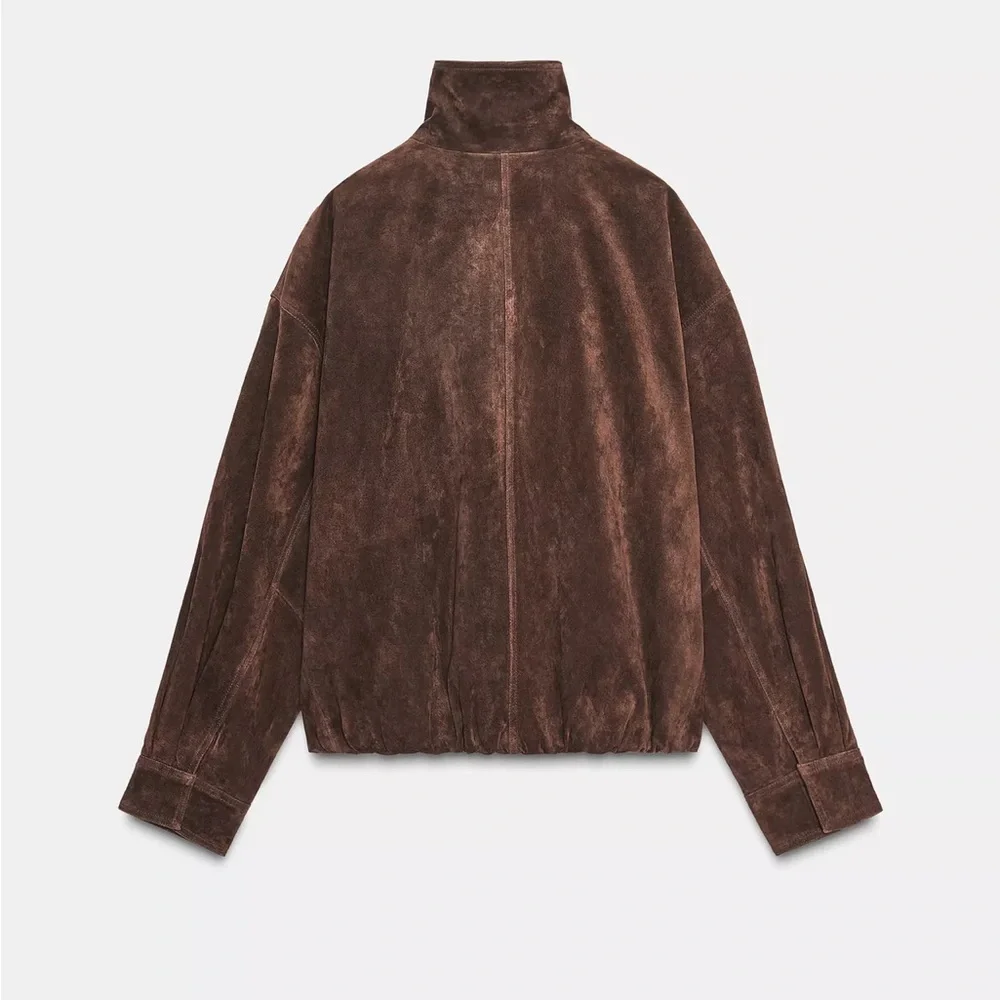 Zara Suede Jacket in Brown Size Large - Picture 2 of 9